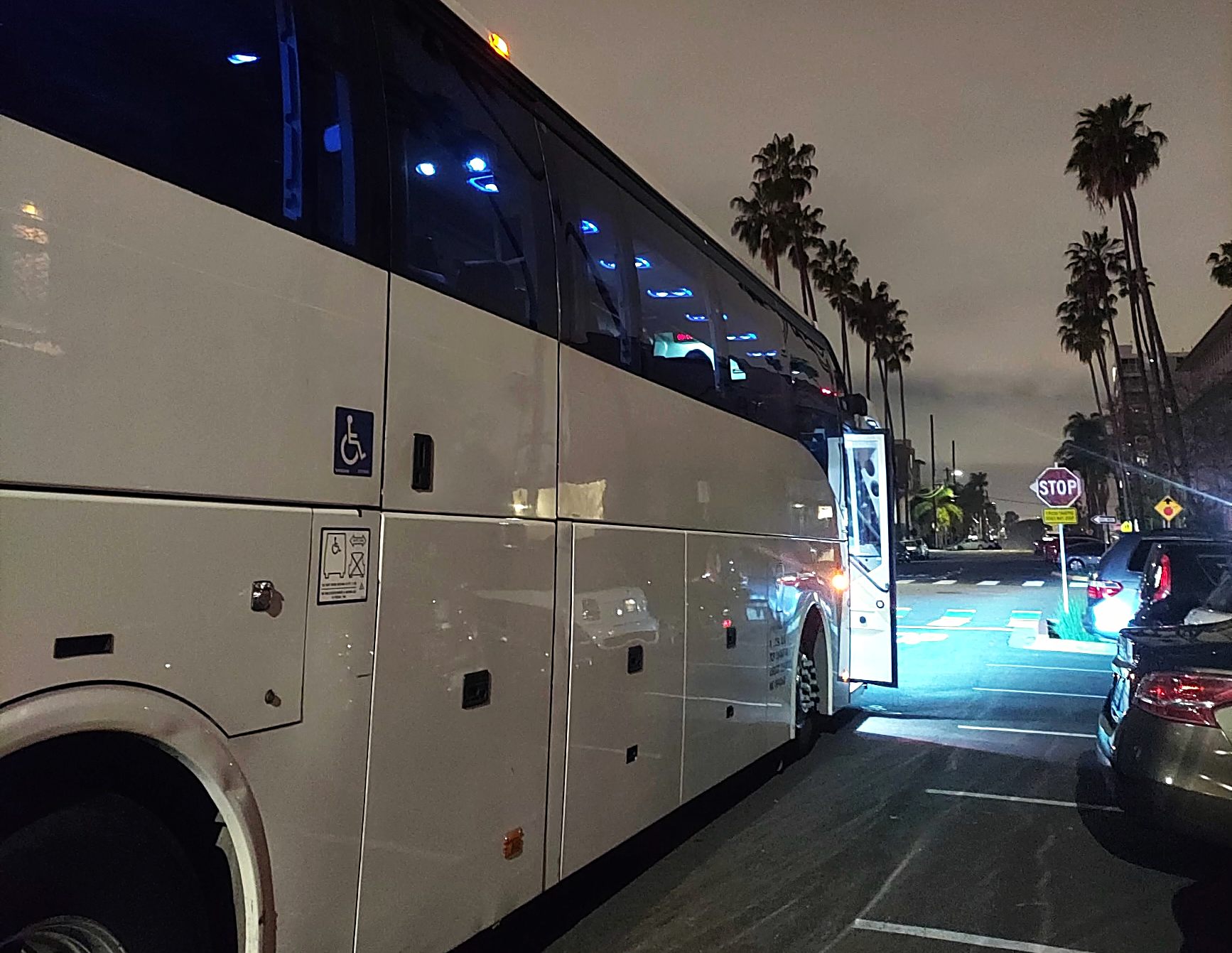 Luxier charter coach at night