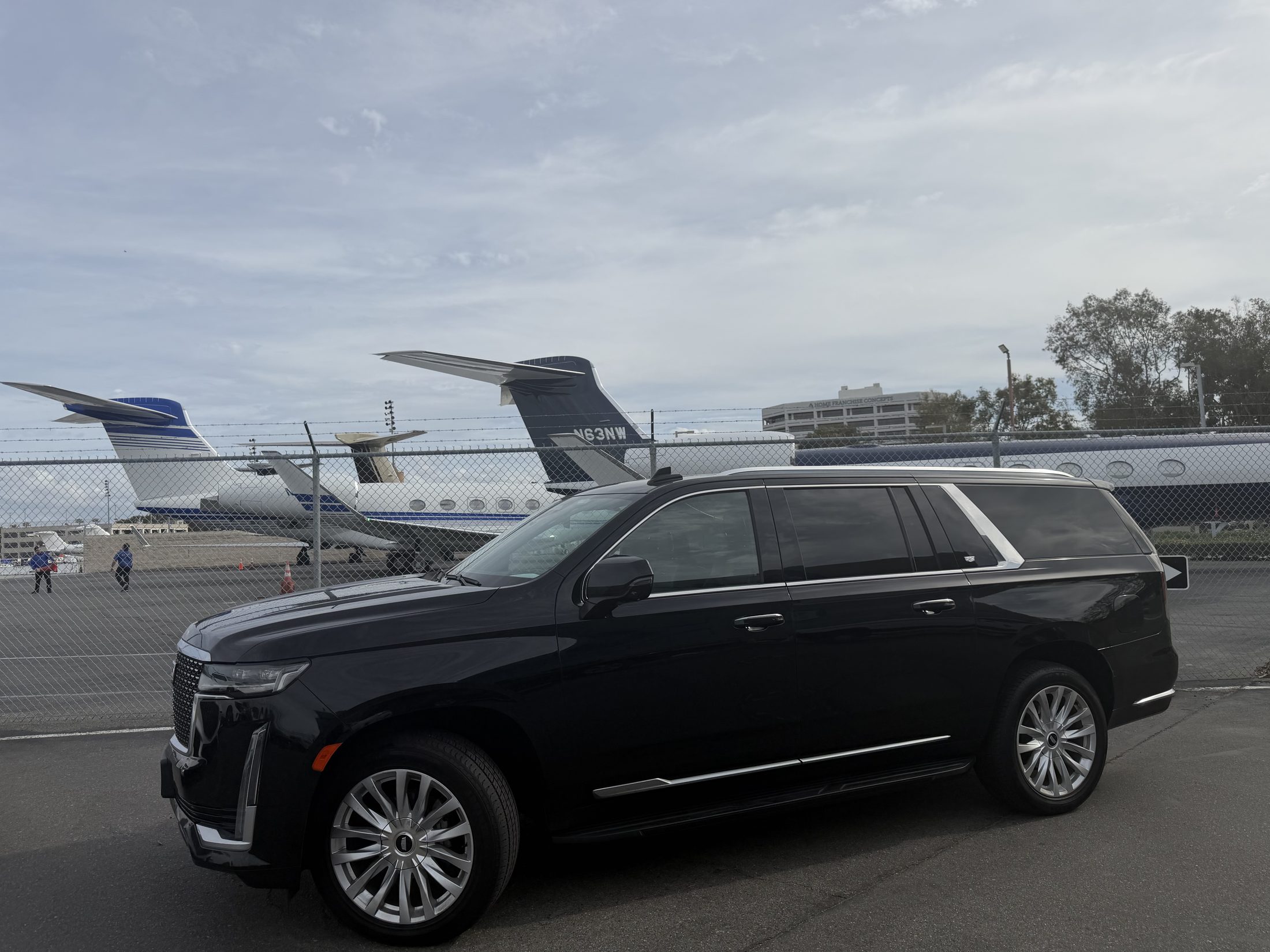 Cadillac Escalade ESV on the private jet ramp